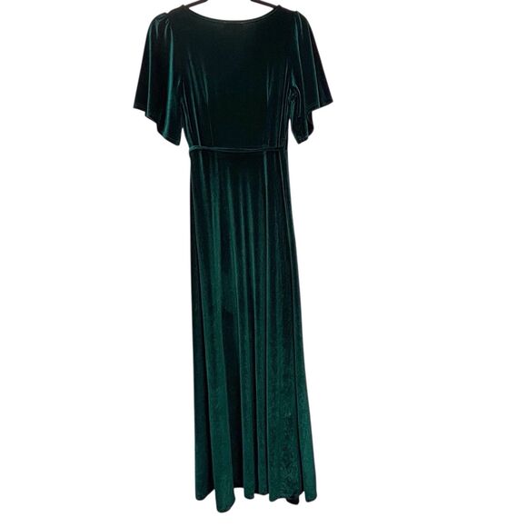 Baltic Born Maxi Wrap Velvet Dress XS Emerald Green Meghan Wedding Holiday Party - Picture 5 of 11